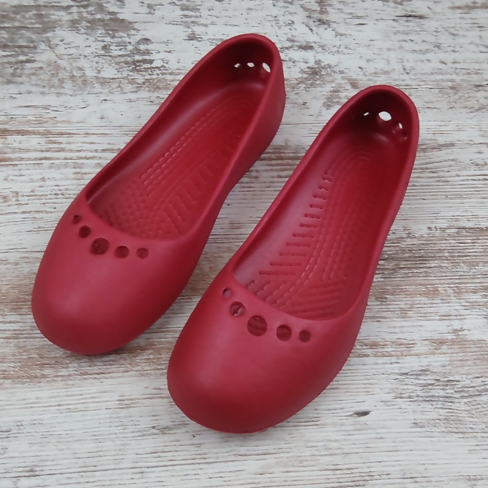 CROCS Red Cut Out Slip On Flats